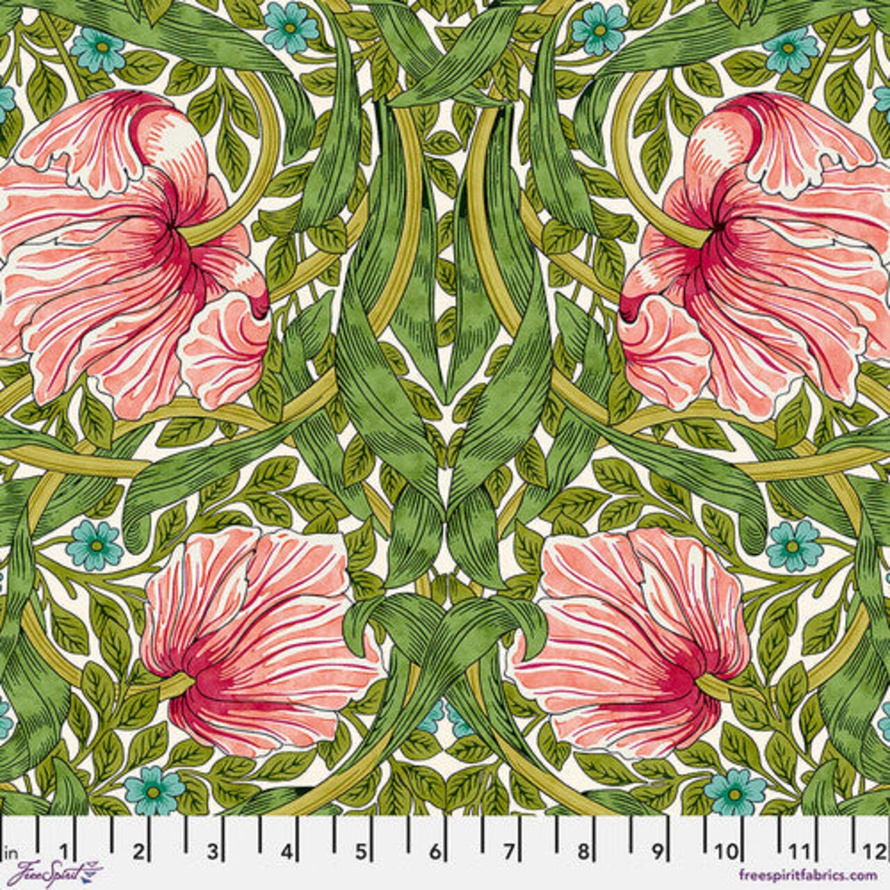 Fabric FreeSpirit Morris & Co. Green Pimpernel Bedford Park by the Quarter Yard PWWM024.GREEN